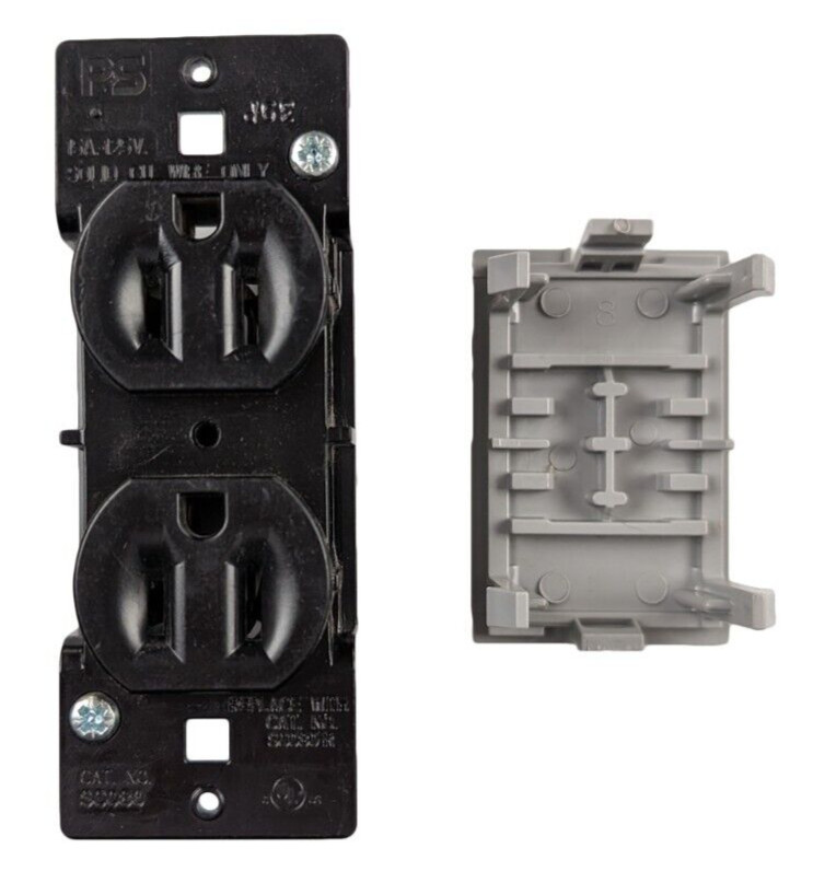 Pass & Seymour Contained Dual Black Receptacle Outlet 15A 125V RV Camper SC080-R