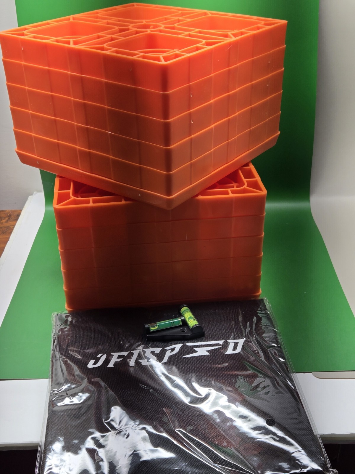10 PACK ORANGE RV CAMPER LEVELING PADS -8.5″X 8.5″ -INTERLOCKING