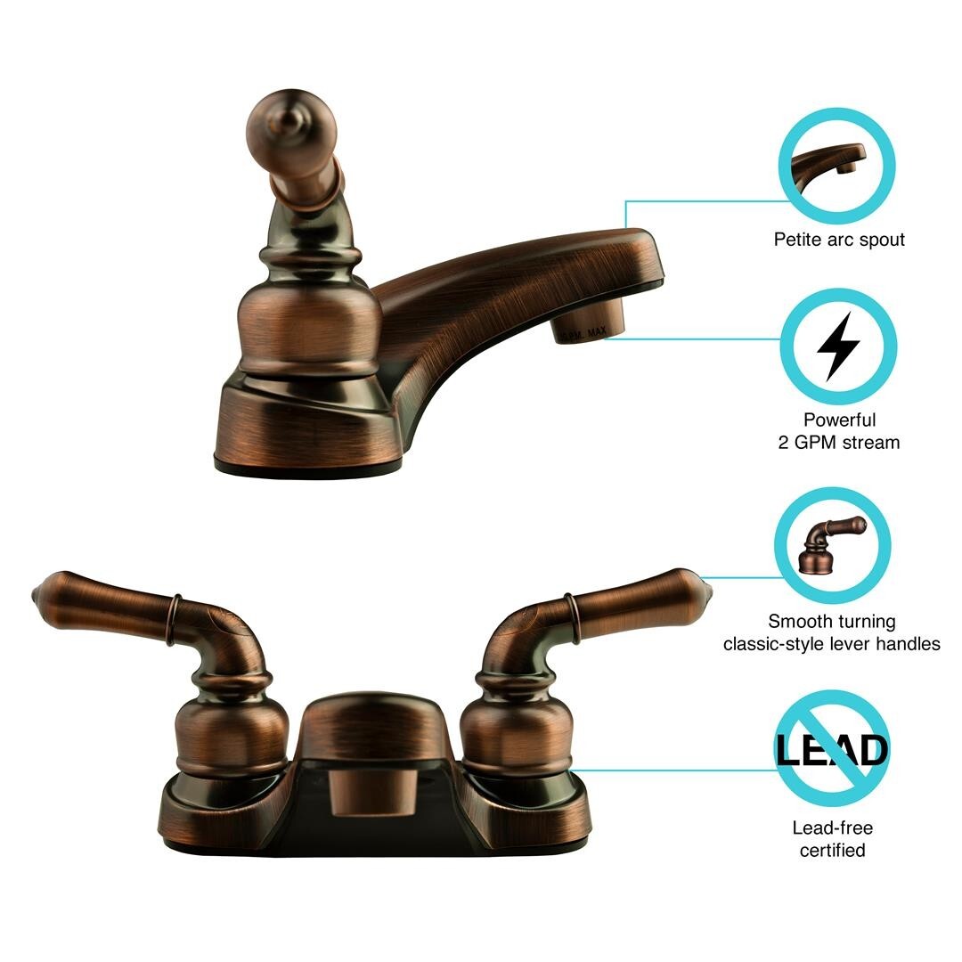 Dura Classical Oil Rubber Bronze Low-Arc Lavatory Faucet with Levers Handles