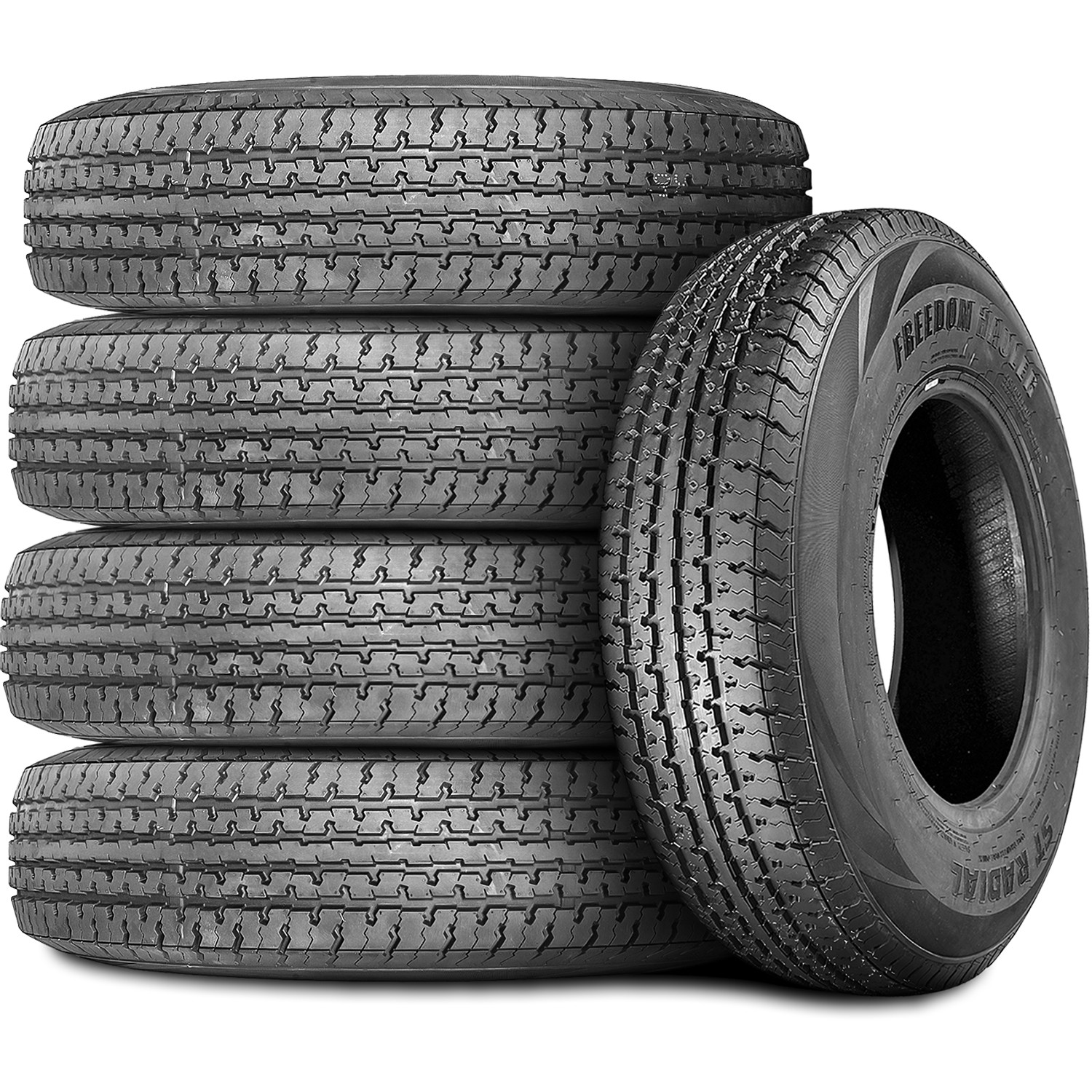 5 Tires 235/85R16 128/124N 12 Ply Freedom Hauler ST Radial Steel Belted Trailer