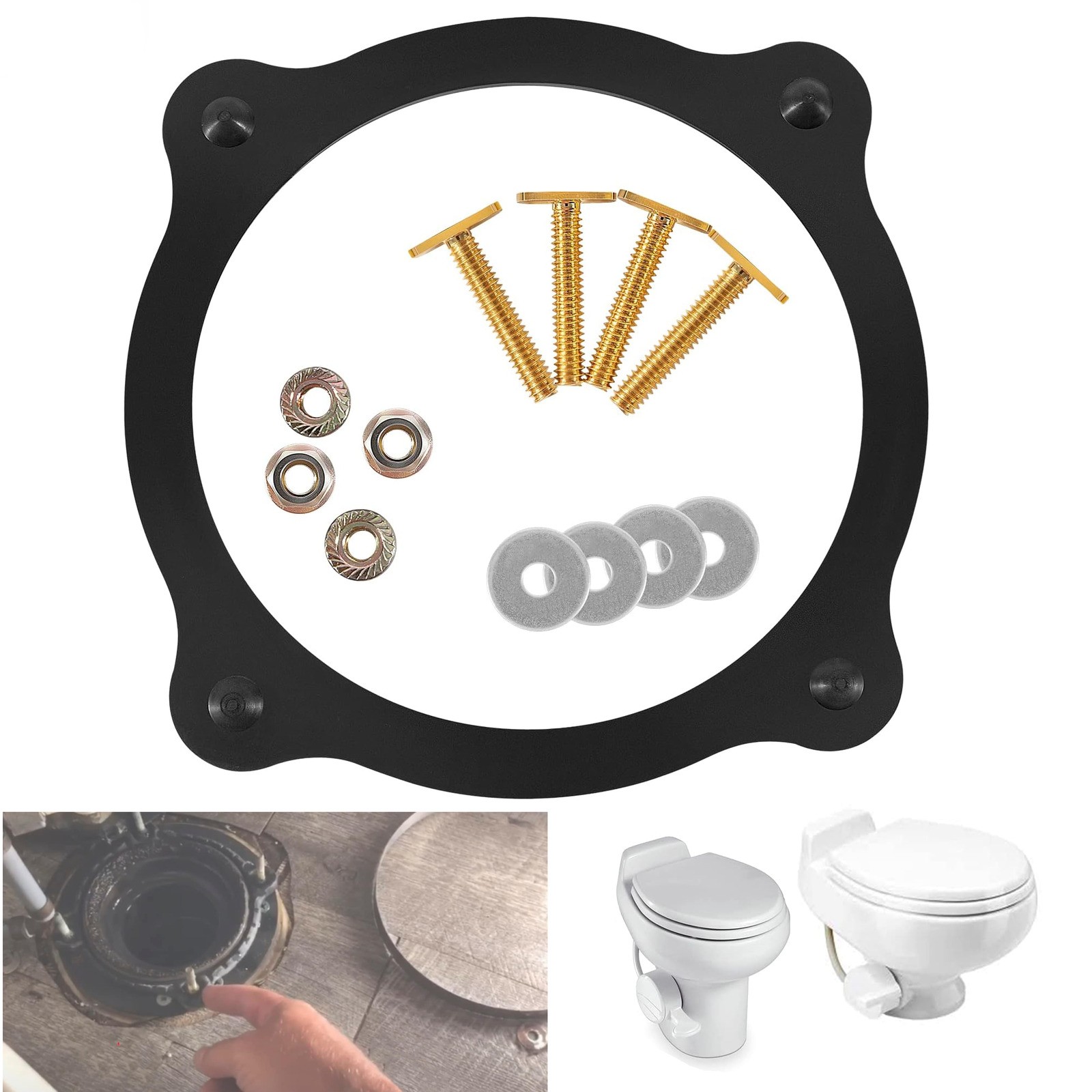 RV Toilet Floor Flange Seal Kit for VacuFlush 606 647 Dometic Sealand 506+ 510+
