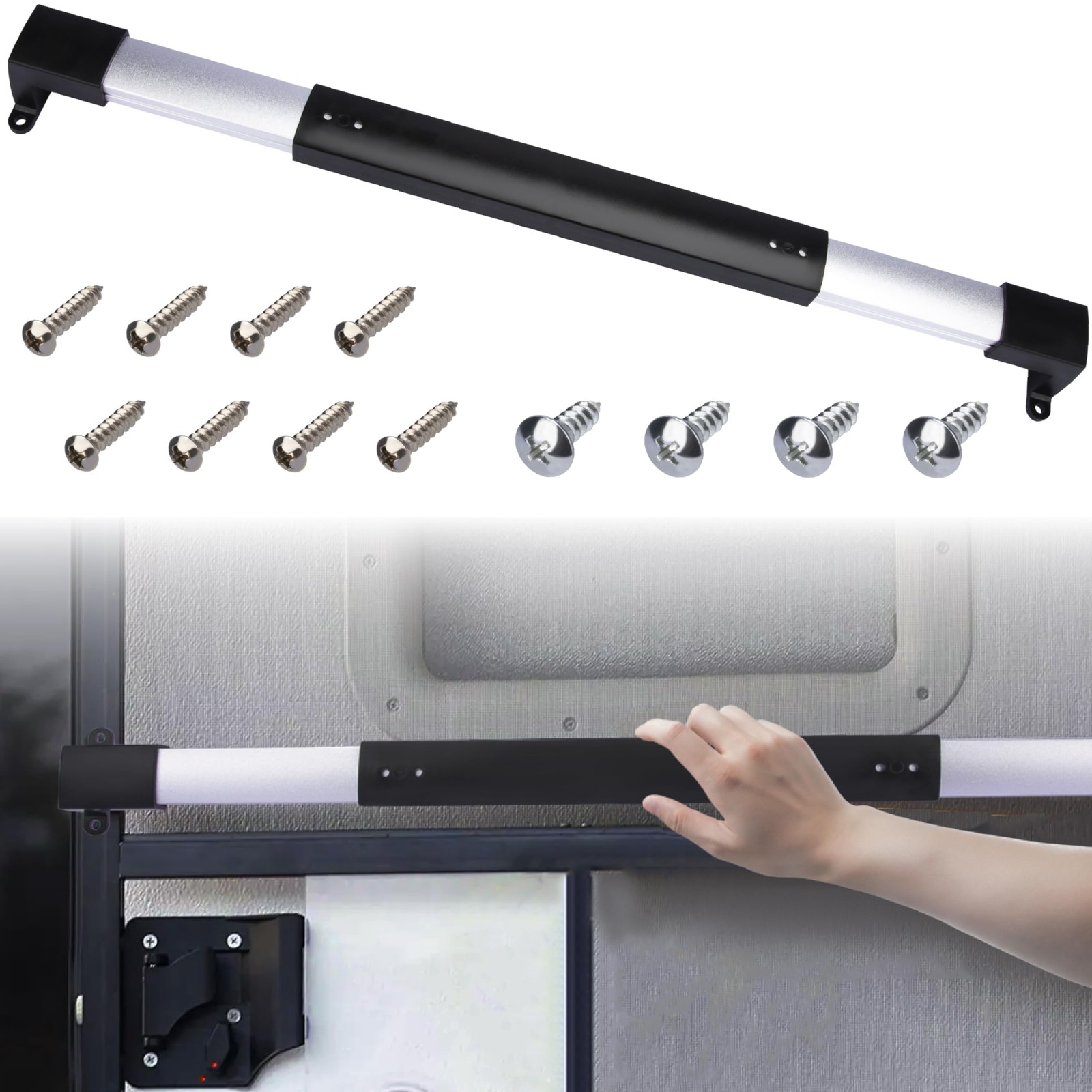 RV Screen Door Handle Grab Bar, Protector, Push Bar for Black