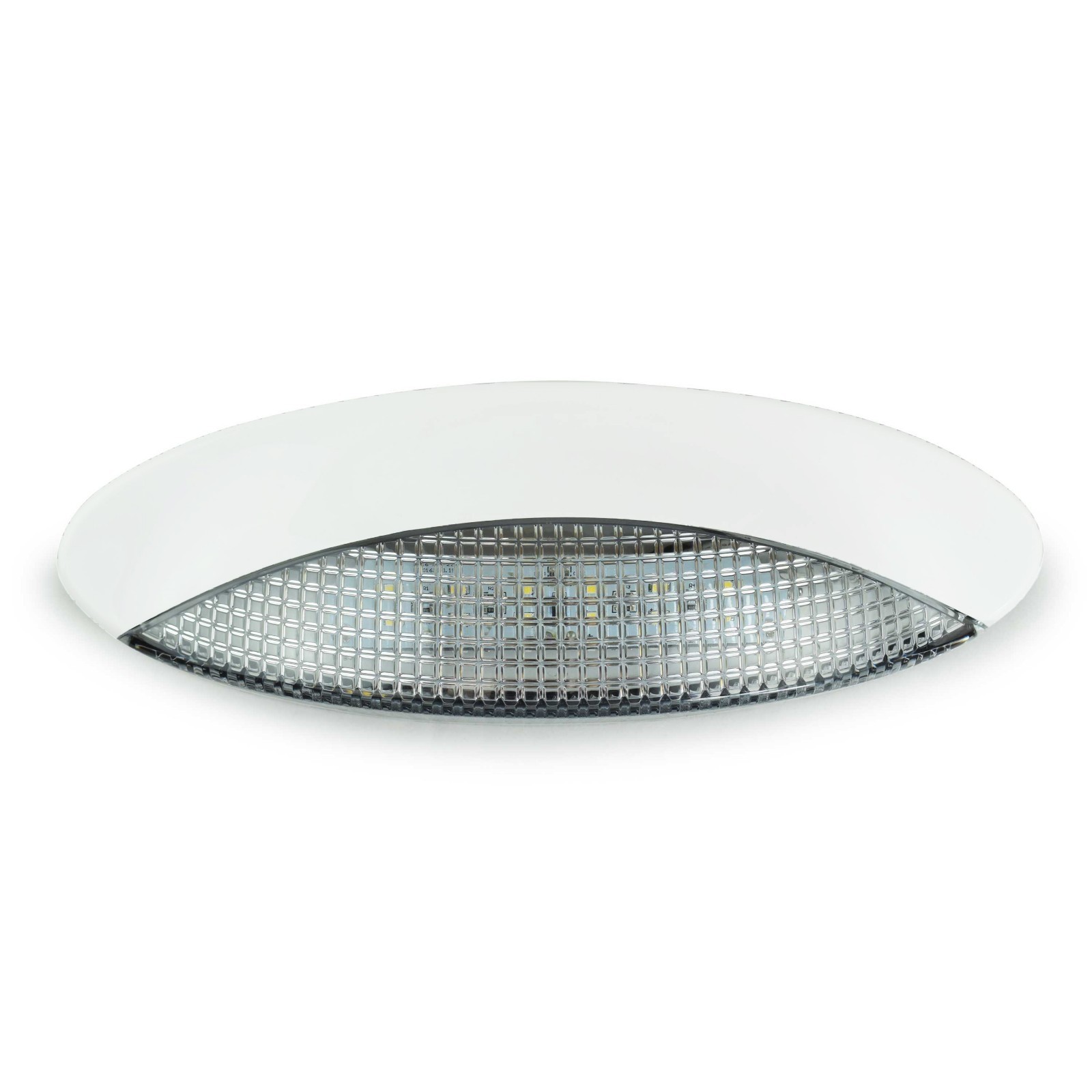 RV CAMPER TRAILER 12 VOLT 18 LED Porch Light oval Clear WITH White exterior