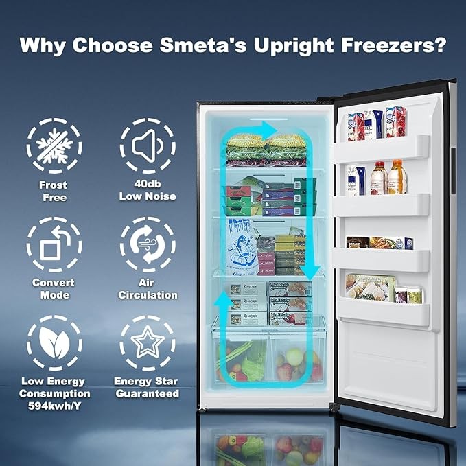SMAD 21 Cu.Ft Upright Freezer Garage Vertical Camper Freezer with Single Door