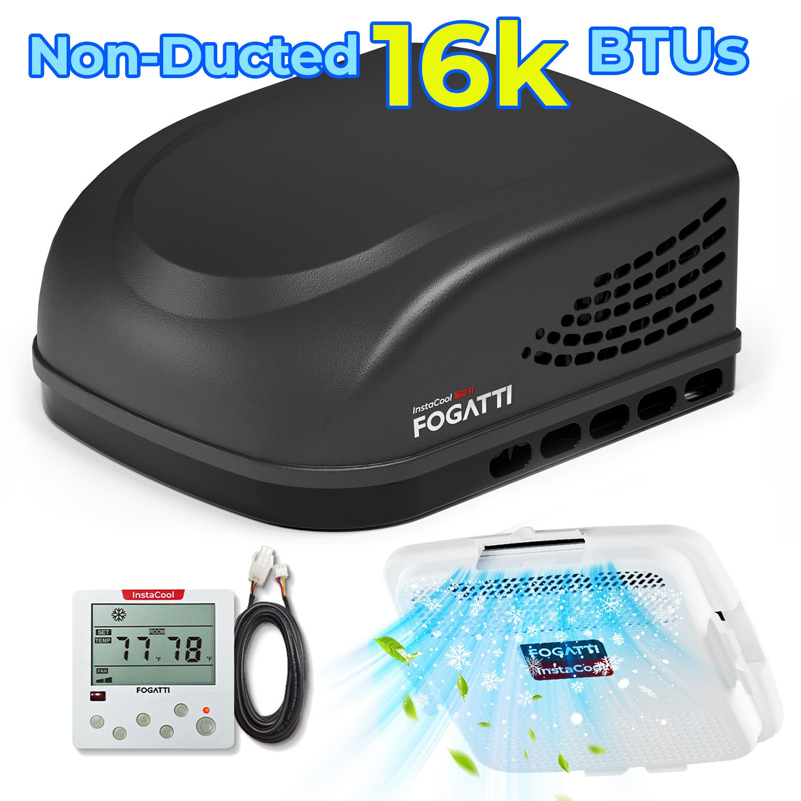 FOGATTI 16000 BTU RV Air Conditioner Rooftop AC for Trailer Camper 110-120V
