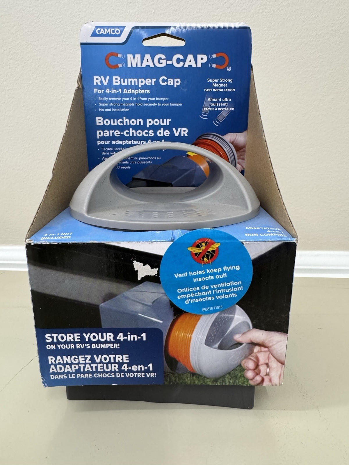 Camco Magnetic Camper/RV Bumper Cap for 4-in-1 Adapter | Neodymium Magnets