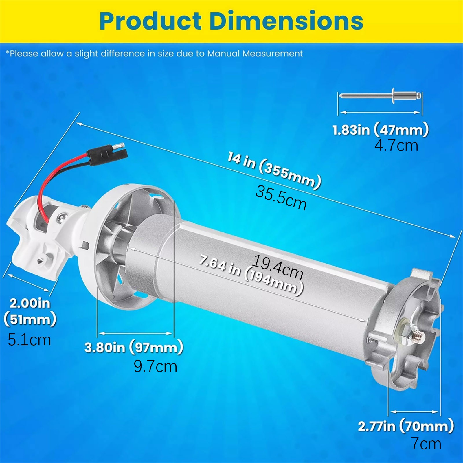 1 PC Power Awning Motor RV Torsion Assembly For Dometic A & E 9100 Series