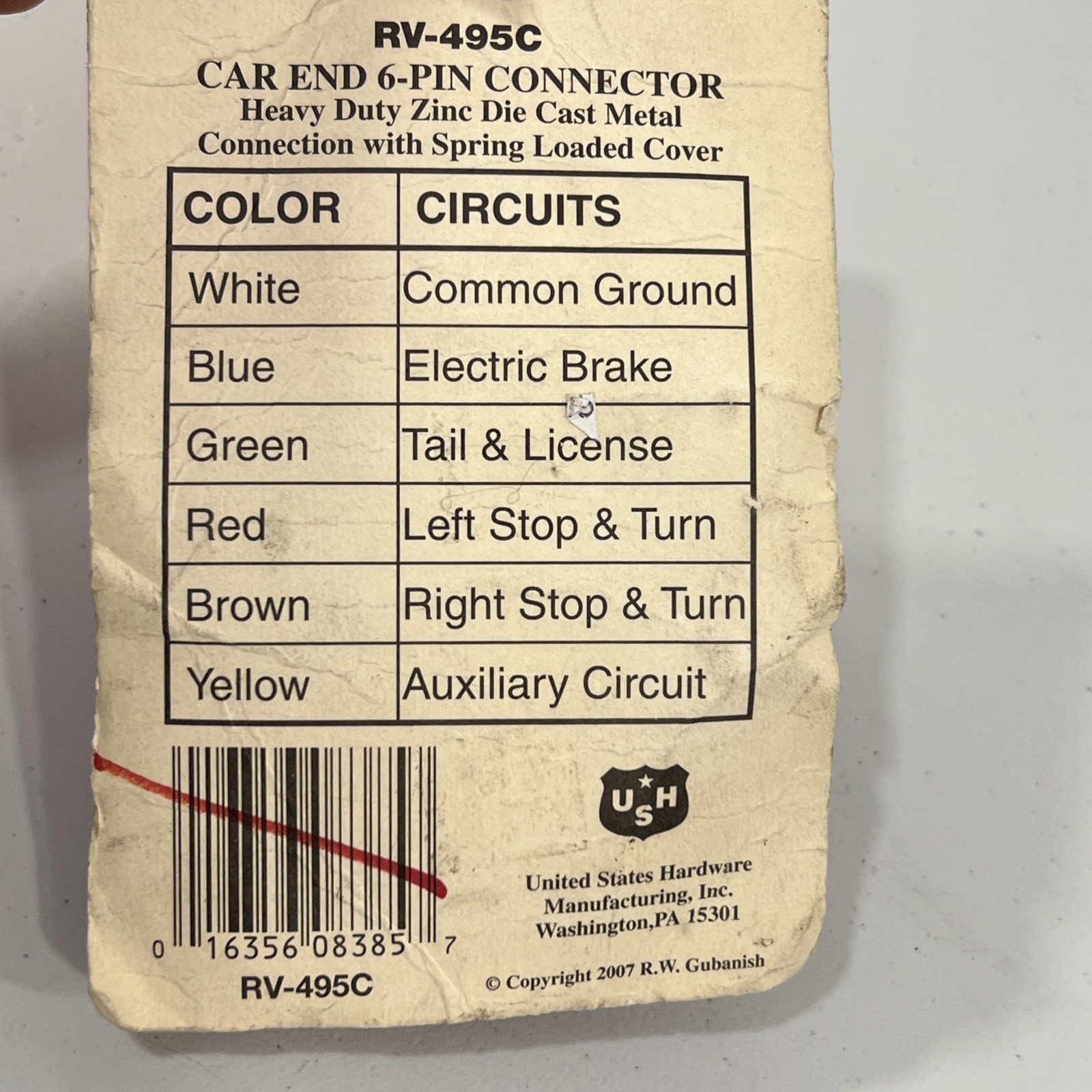 US Hardware RV Electrical 6 Way Car End Metal (RV-495C) 6 Pin Trailer Light Plug