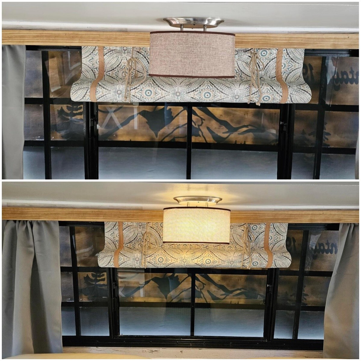 RV Interior LED Dinette Ceiling Light Brown Fabric Bedroom Hall Loft décor Lamp