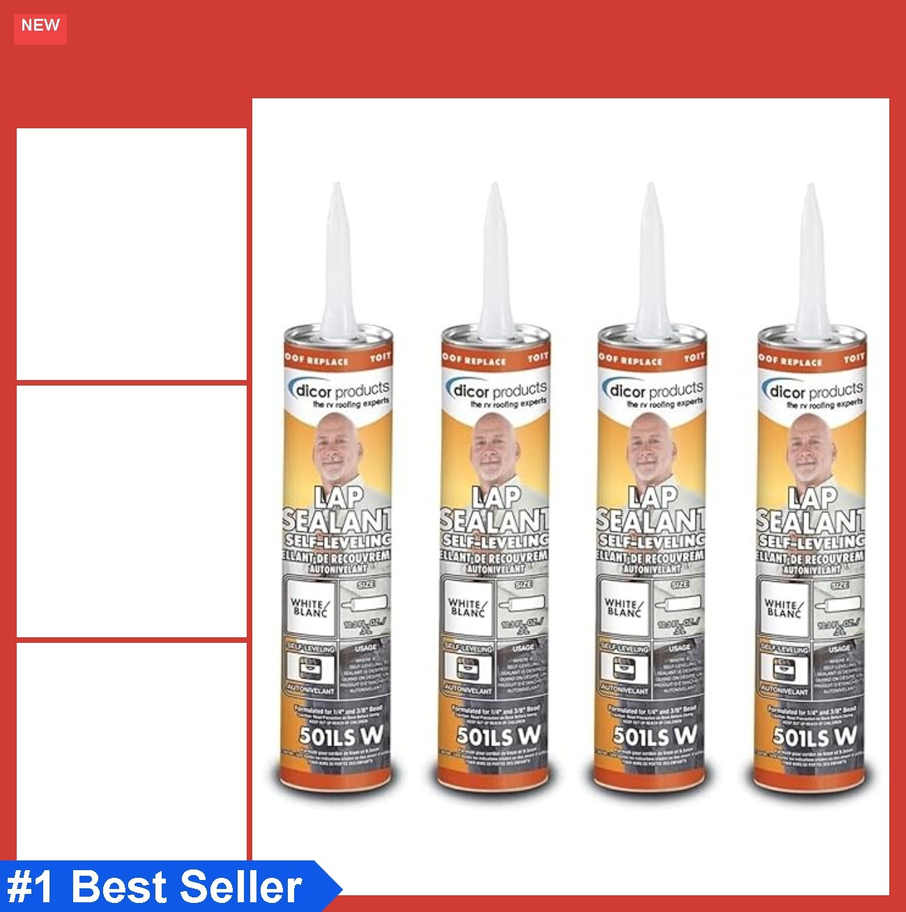RV Roof Lap Sealant 4 Pack Self-Leveling White EPDM TPO Roof Edge Vent Pipe