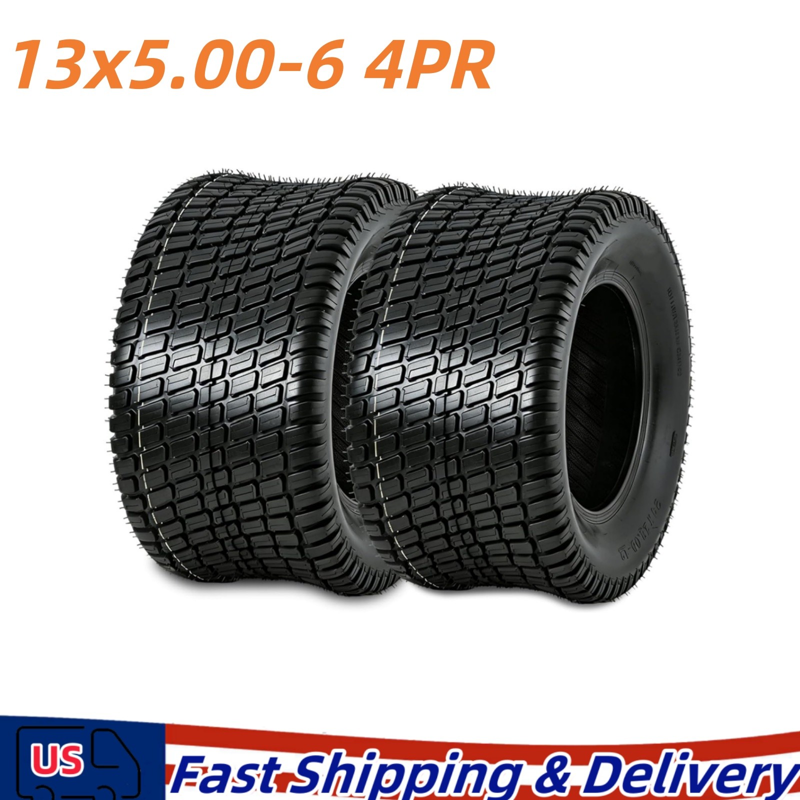 2 Pack 13×5.00-6 13×5-6 13x5x6 Lawn Mower Garden Tractor Tires 4 Ply Tubeless