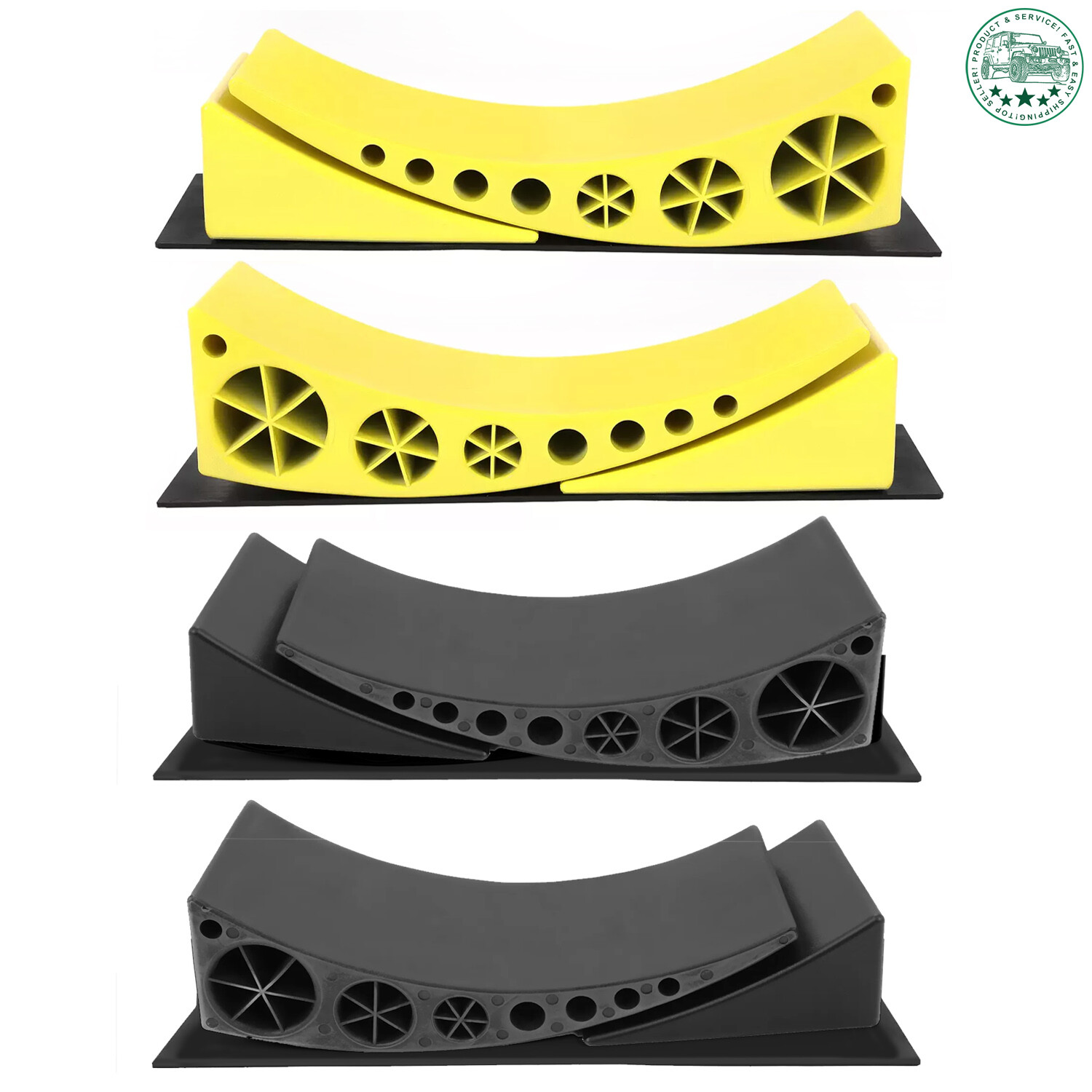 2X Black/Yellow Camper Leveler For RV Camper Trailer Leveling Blocks and Chocks