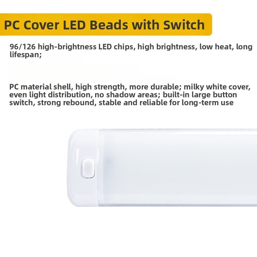 LED Interior Light Strips 2PCS 96 LED 276mm 12-85V Cool White for Trucks Boats