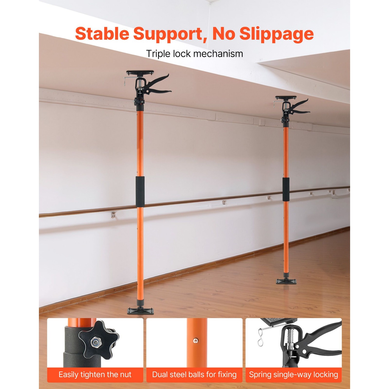4-Pack Adjustable Cabinet Jack Support Pole 45.67-114 Inch Steel Telescopic