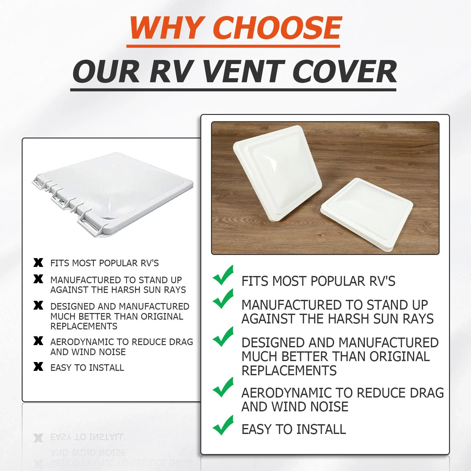 2 Pack 14″ X14″ RV Roof Vent Cover Lid White For Camper Trailer Air Ventline