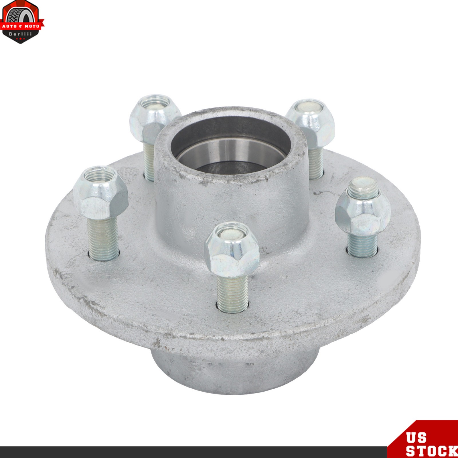 2 Sets 5 on 5″ Galvanized Trailer Hub Kit For 3500 lb #84 Spindle w/ Bearing Kit