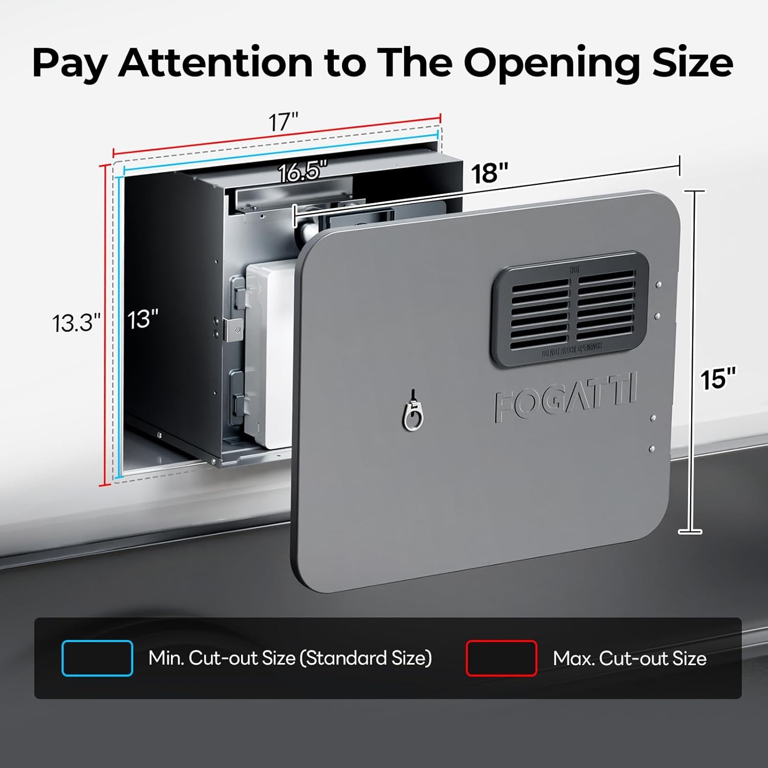 FOGATTI 15 x 18 Inches RV Water Heater Gray Door. ONLY Door kit