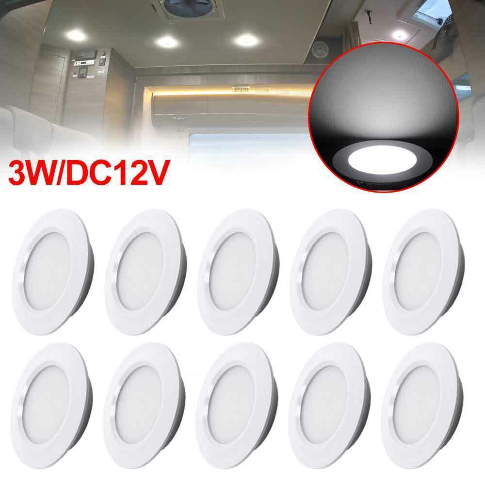 1-10x 12V Marine Ceiling Dome Light RV Camper Boat Caravan LED Interior Light 3W
