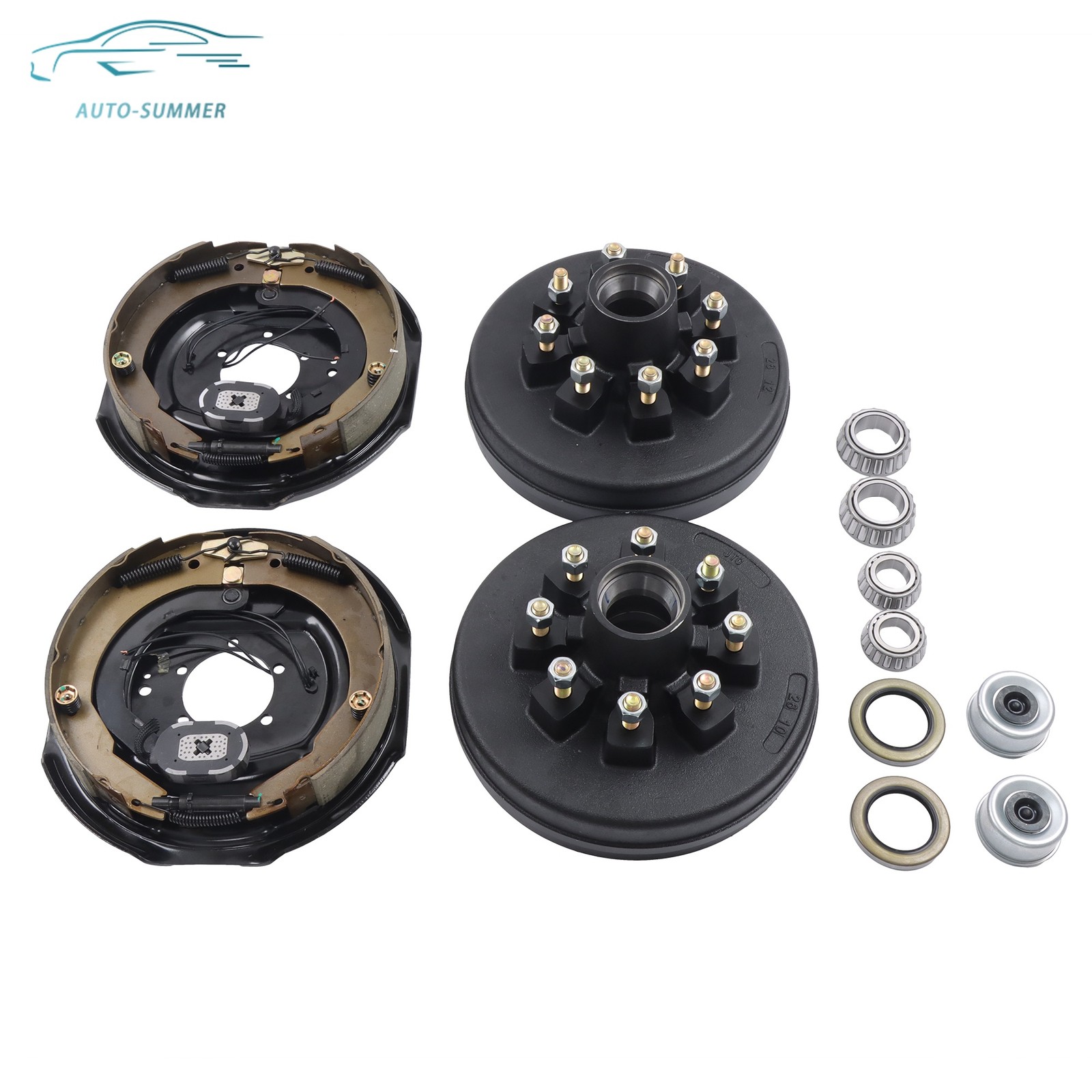 8 on 6.5″ Trailer Hub Drum Kit 9/16″ Studs w/12″x2″ Brake For HD 7000-8000 Axle