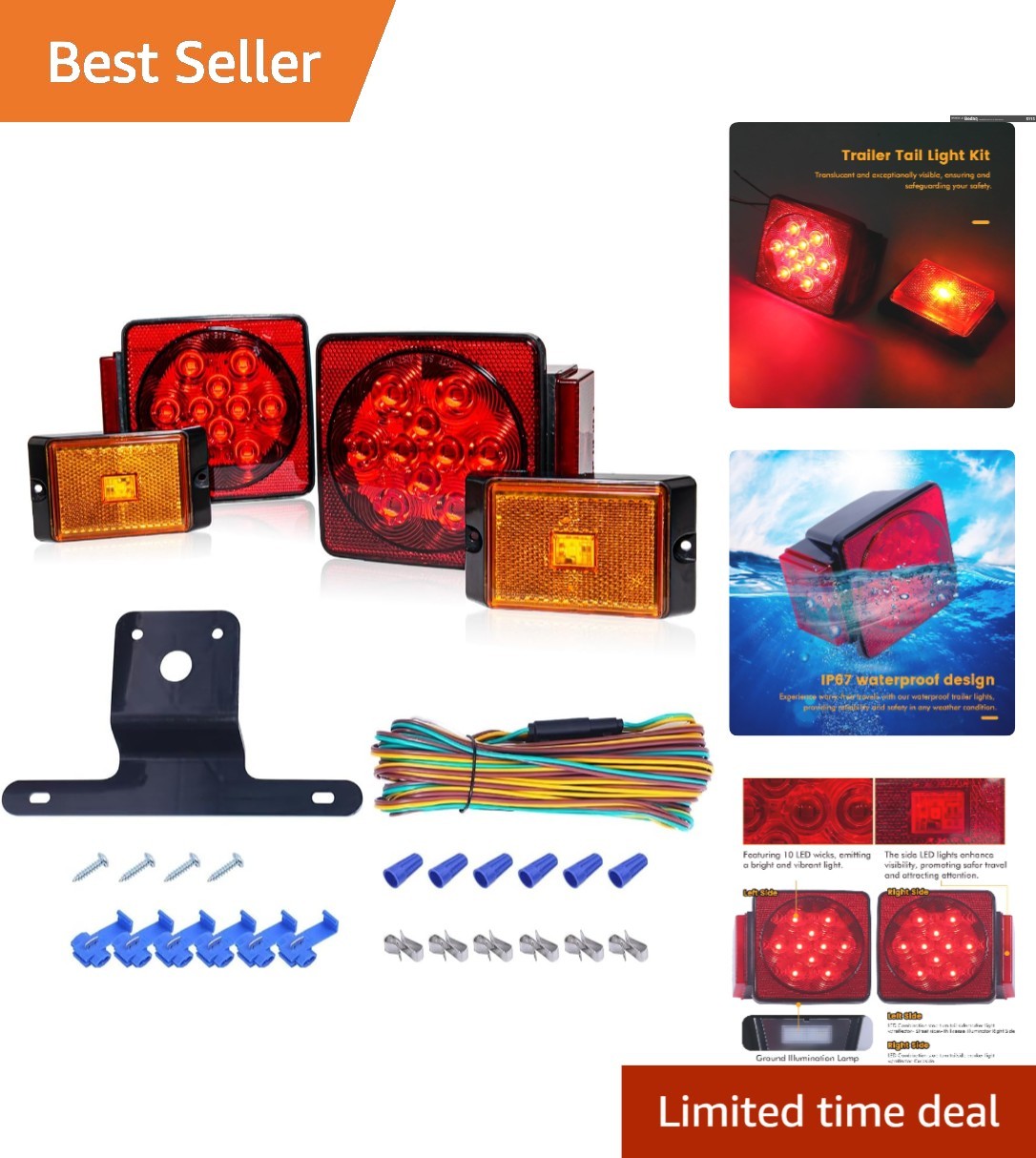 Complete 12V Waterproof LED Light Kit for Trailers and RVs – Easy Installation