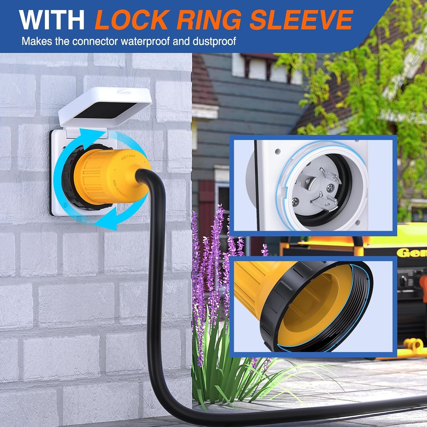 30A RV Shore Power Inlet Socket Box Male Plug Female Connector Twist Lock Camper