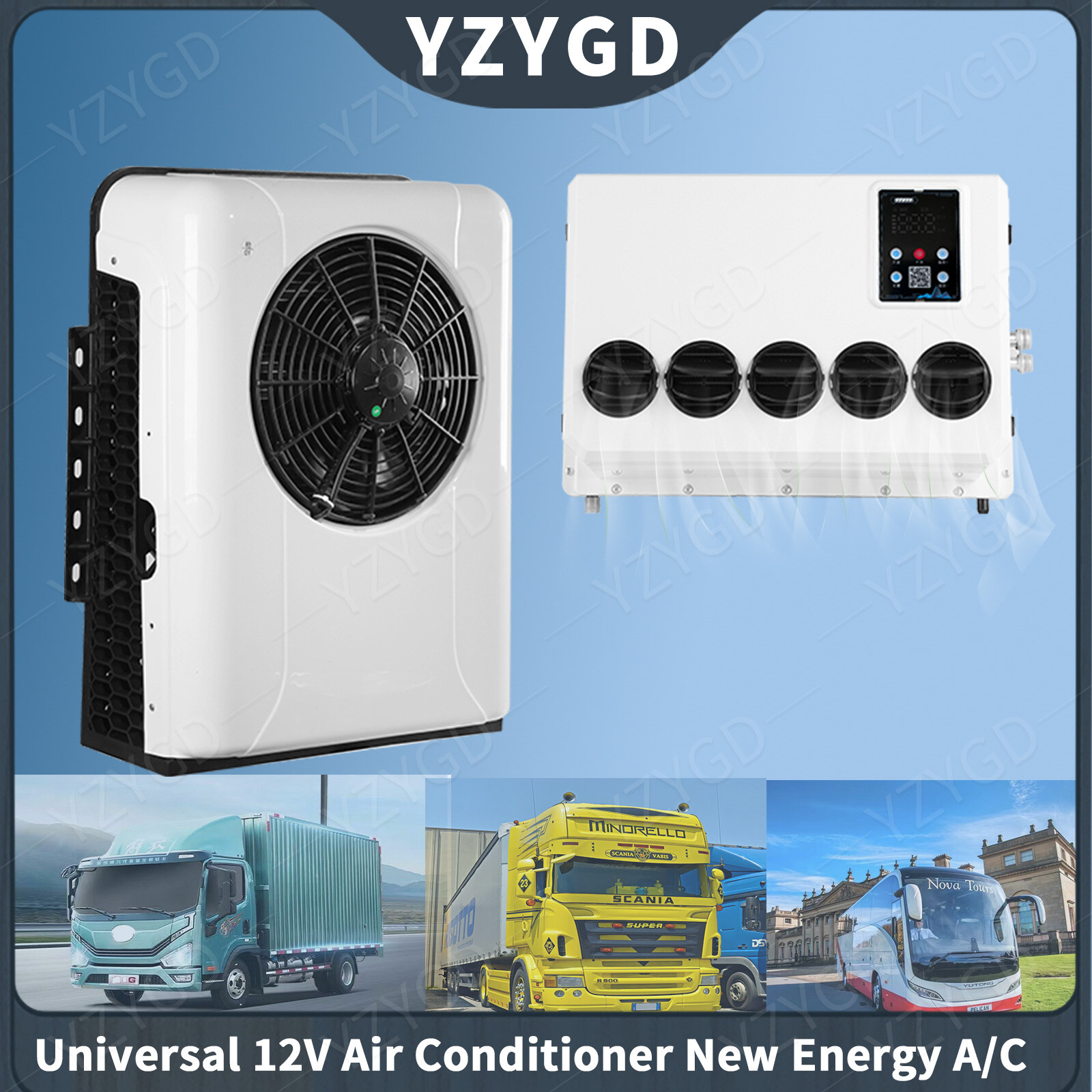 12V 12000BTU Mini Split A/C For Semi Trucks Bus RV Caravan Vans Air Conditioner