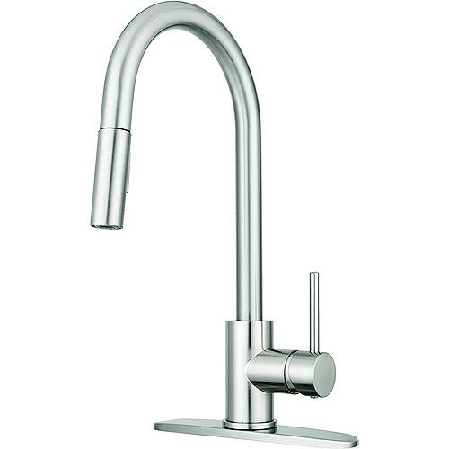 Dura Faucet DFNMK540SN Streamline Pull-Down Touch On/Off Kitchen Faucet, Satin N