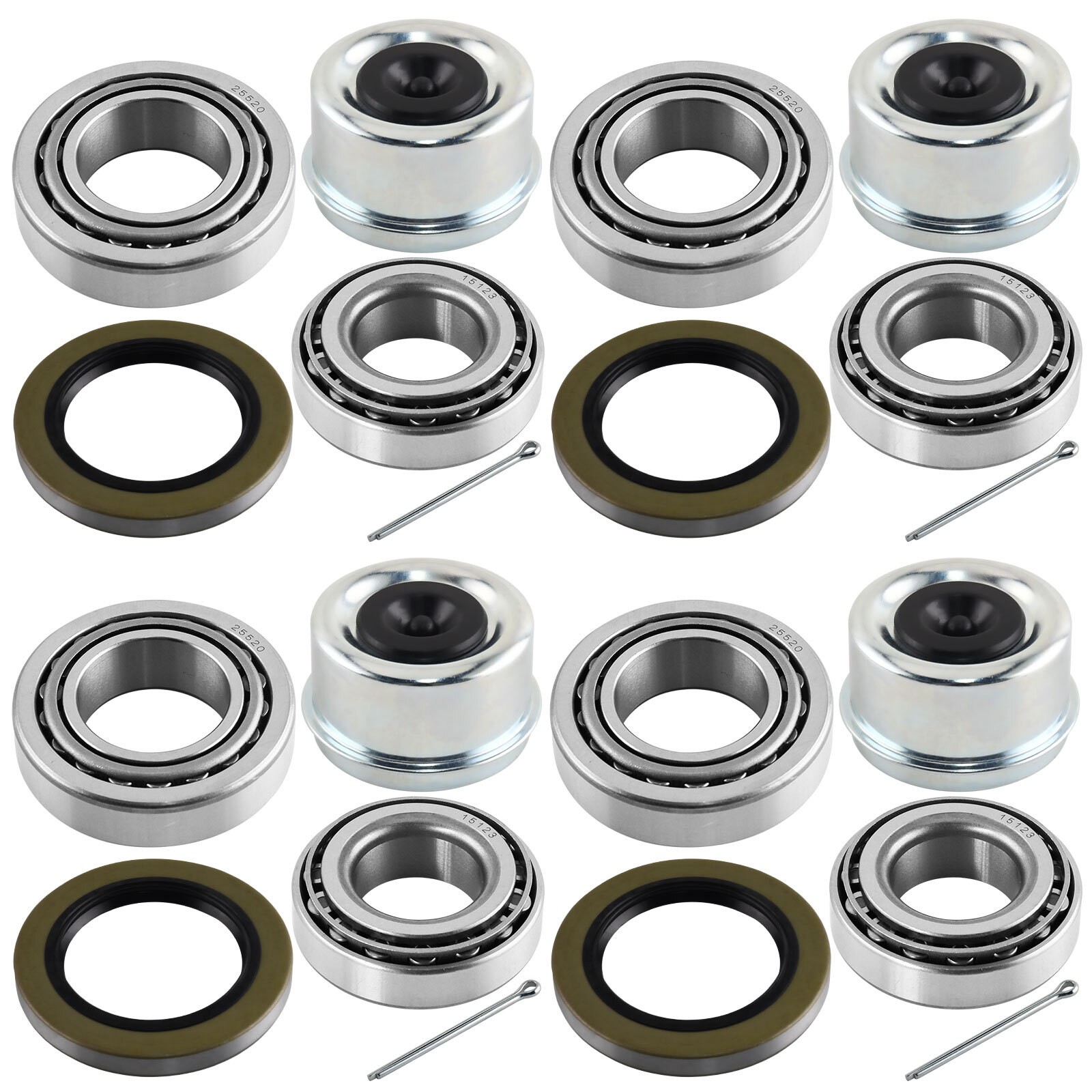 4 Sets For 5200-6000 LB Trailer Wheel Bearing Kit 25580/25520 W/ Robber Plug