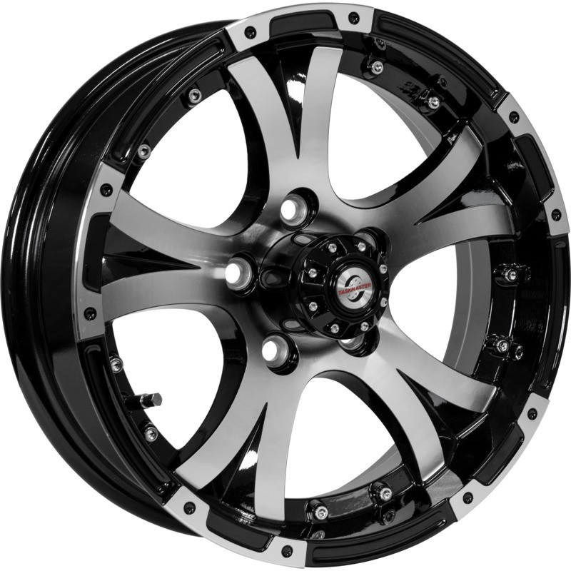 15×5 Trailer Wheel 5 lug on 5 Black Machined Aluminum Trailer Rim Black Cap