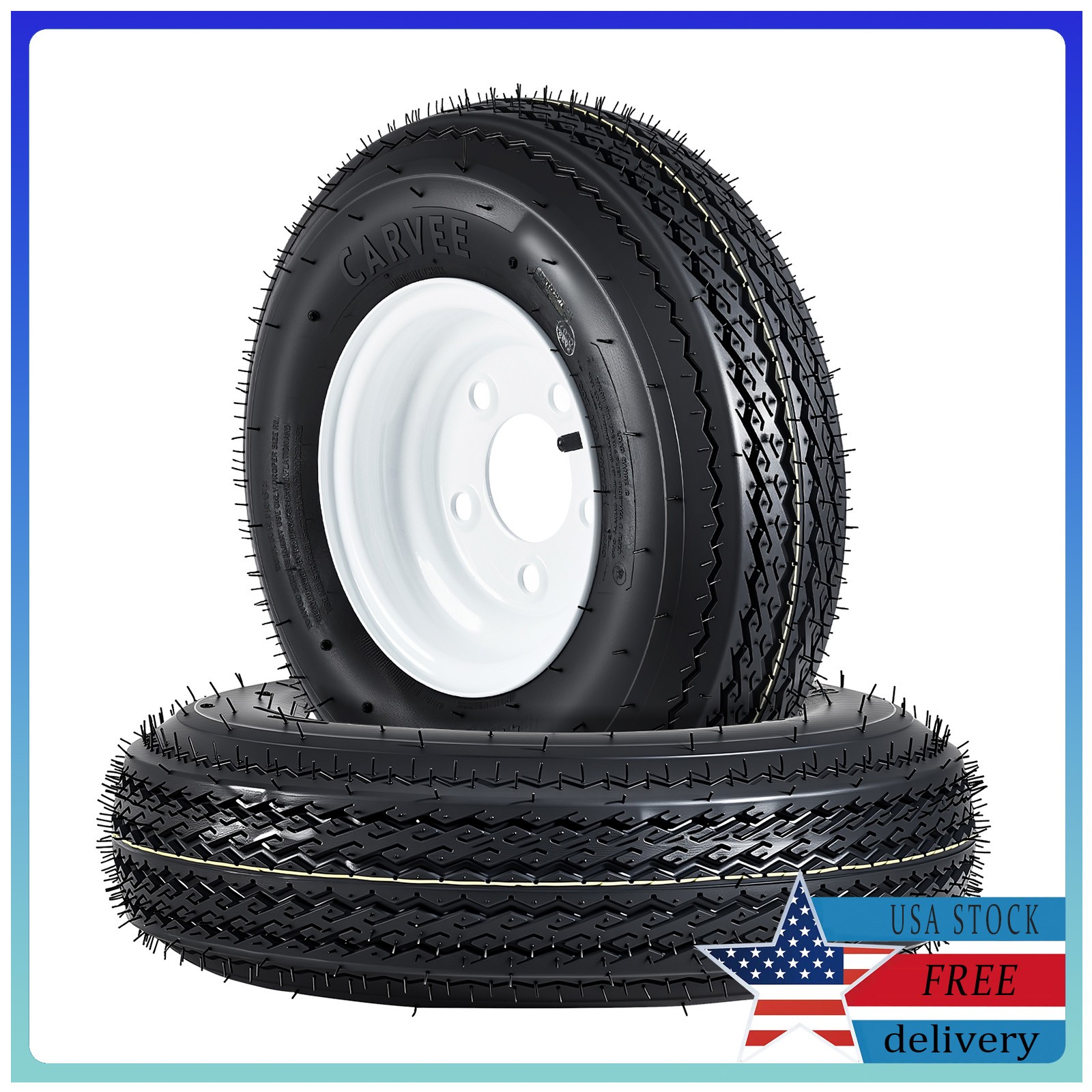 Pack of 2 Heavy-Duty Trailer Tire & Wheel Assembly 4.80-8 6PR Load Range C 5 Lug