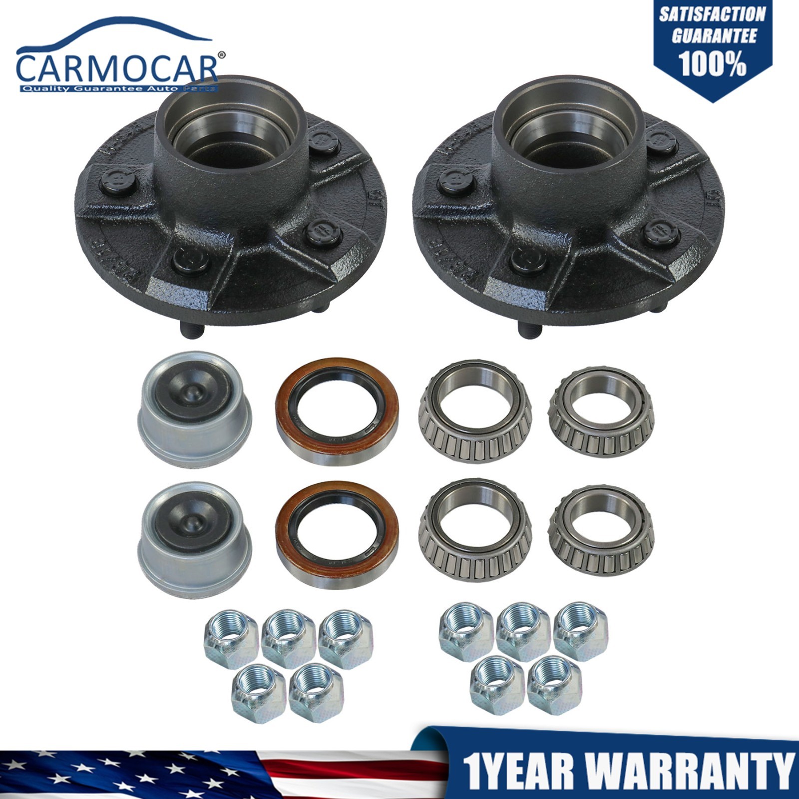 2PC Trailer Idler Hub 1/2″-20 thread 22017K For 5 on 4.5 3500 lbs axle