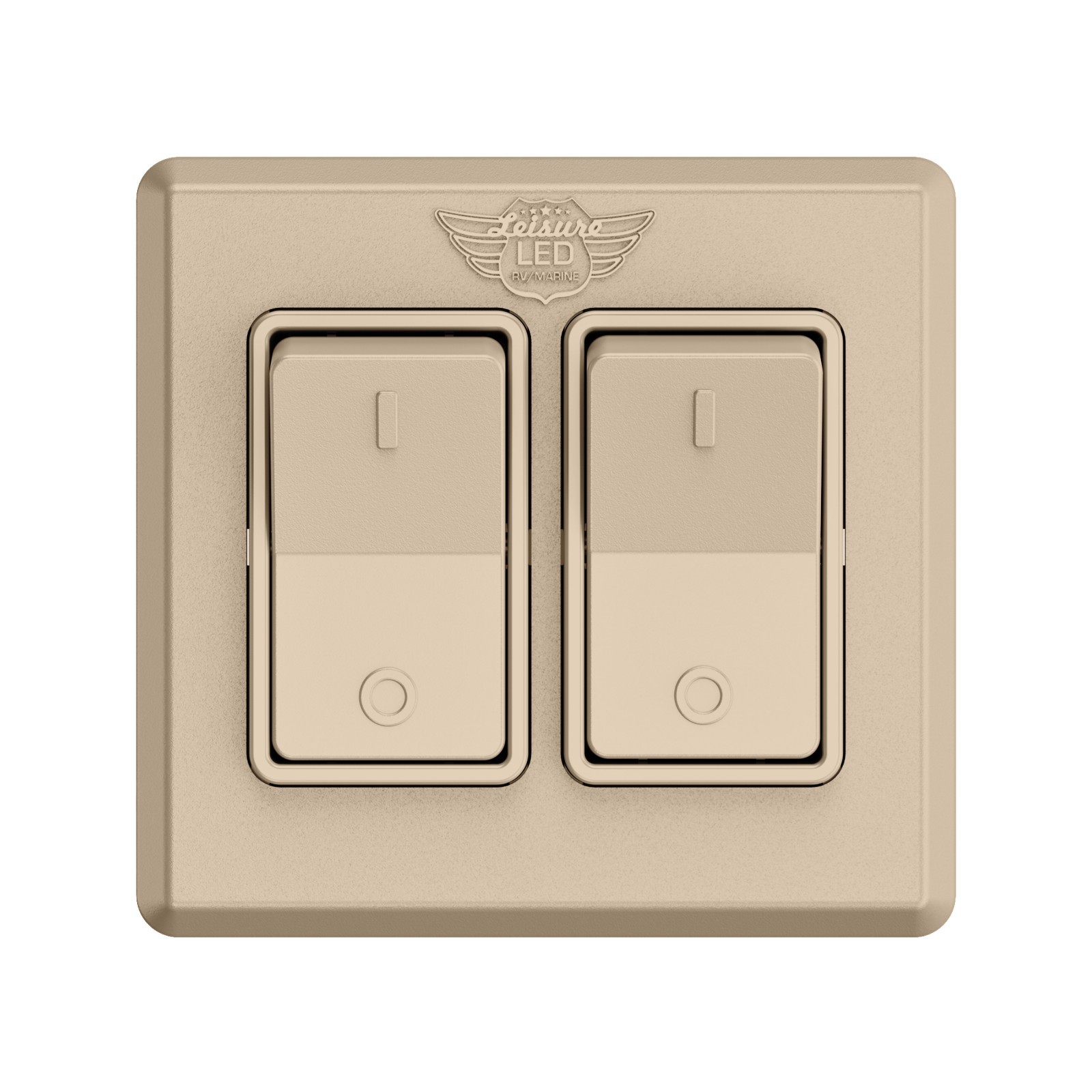 Leisure LED Tan Double SPST On-Off Switch with Bezel, 12-Volt, for RV, Trailer