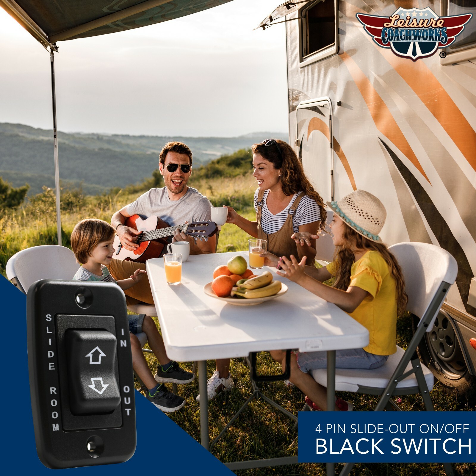 RV Slide Out Switch Black 20 Amp Continuous 40 amp Peak Leisure Coachworks