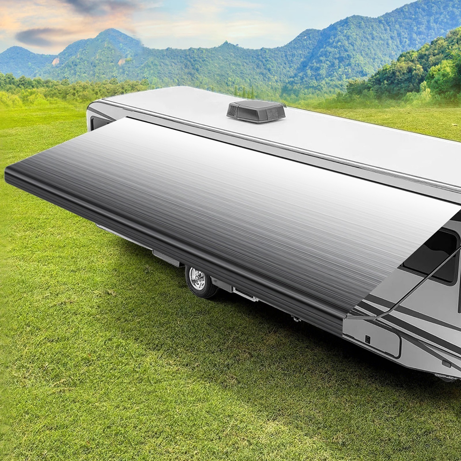 16Ft Waterproof RV Awning Fabric Replacement For RV Camper Trailer Strip Gray