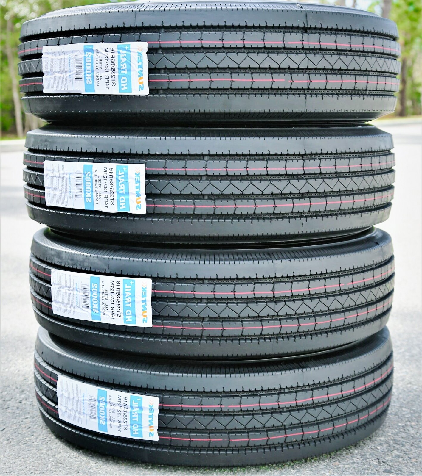 4 Tires ST 235/85R16 Suntek HD Trail + All Steel Trailer Load G 14 Ply