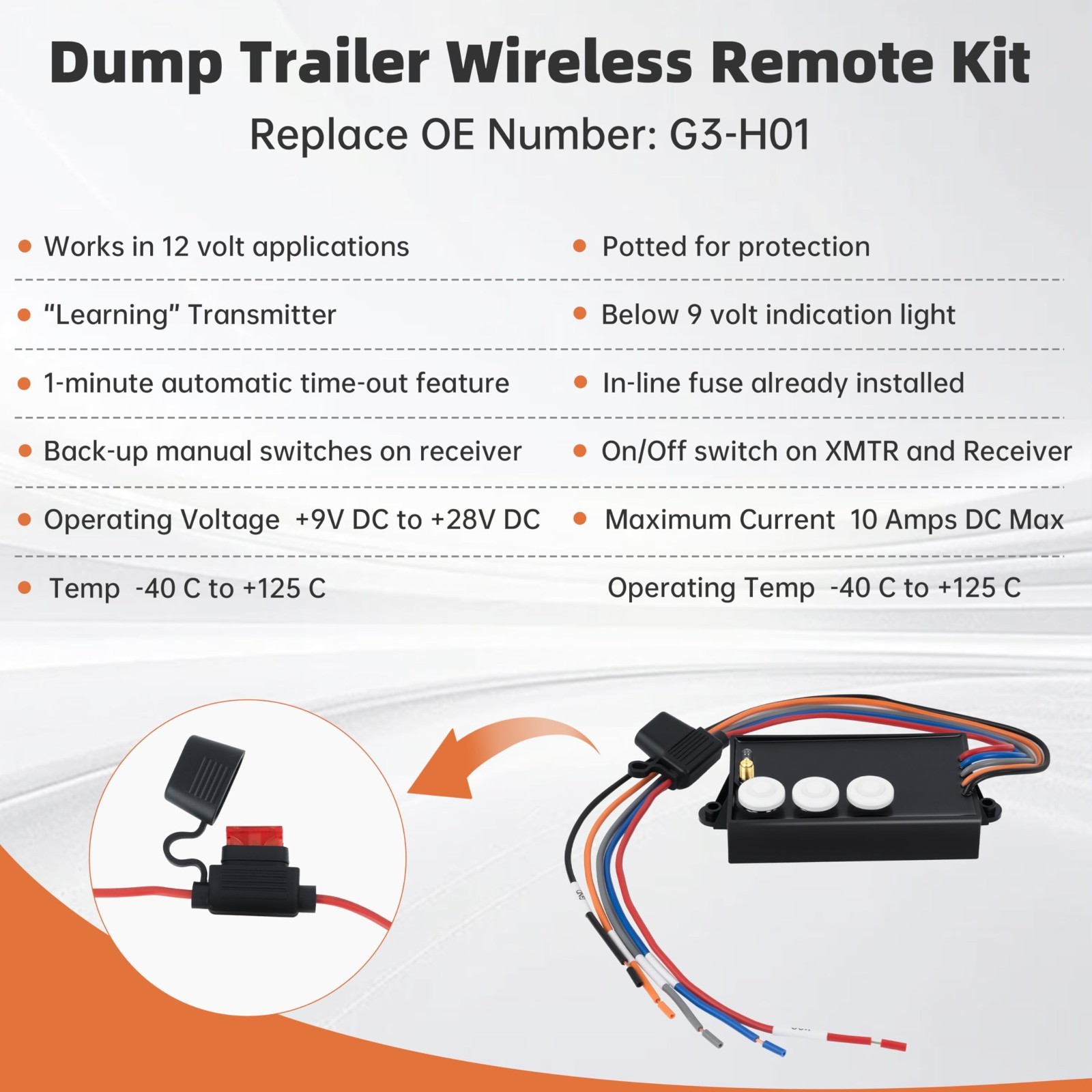 G3-H01 Dump Trailer Wireless Remote Control System Kit Hydraulic Lift Winch Tilt