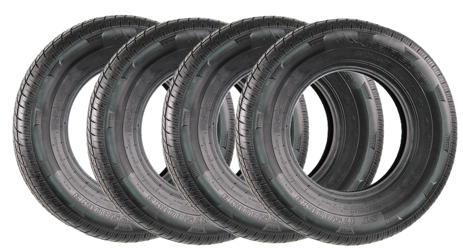 4-Pack Radial Trailer Tire ST175/80R13 13 Inch Deep Tread Steel Belted Load D