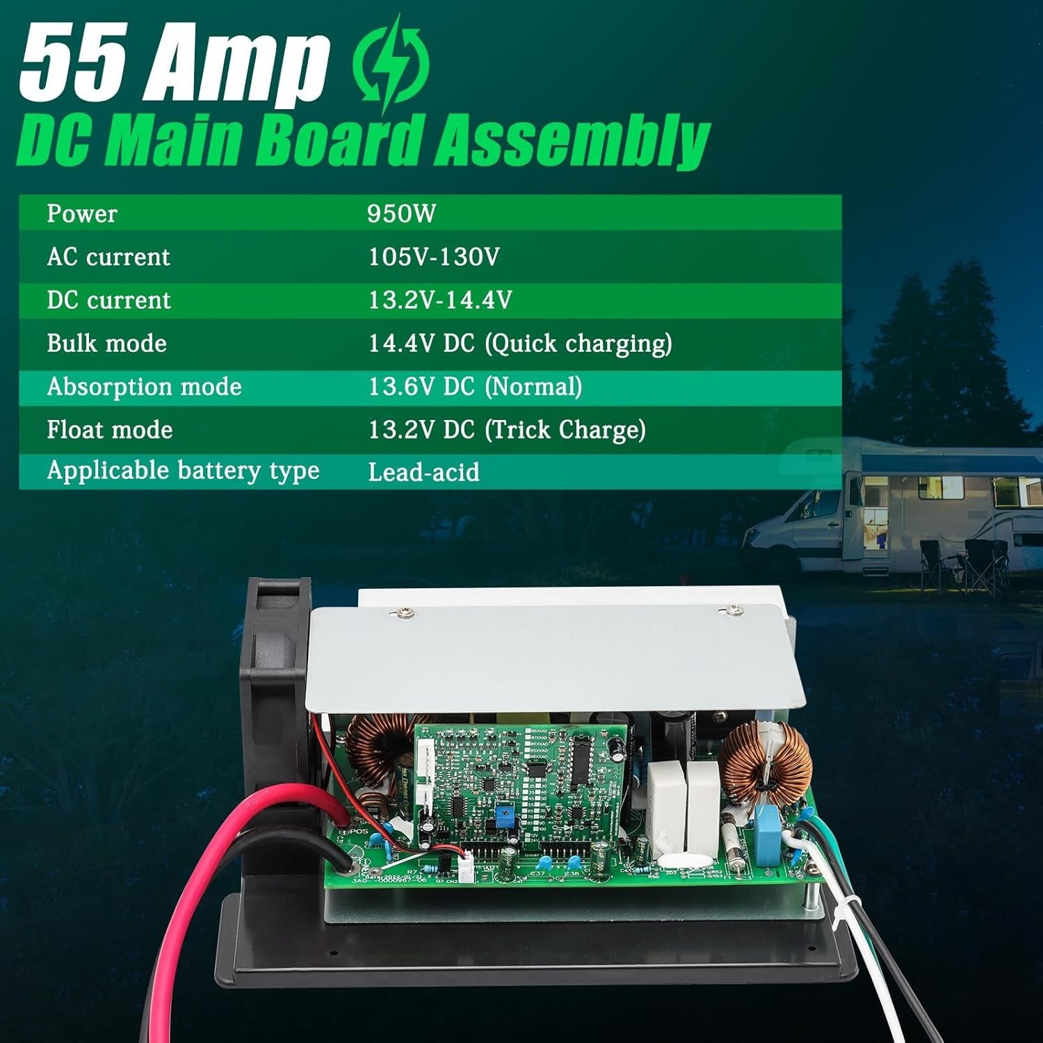 55A RV Power Converter Main Board WF-8955-MBA for WF-8900 Parallax 7155 (7144)