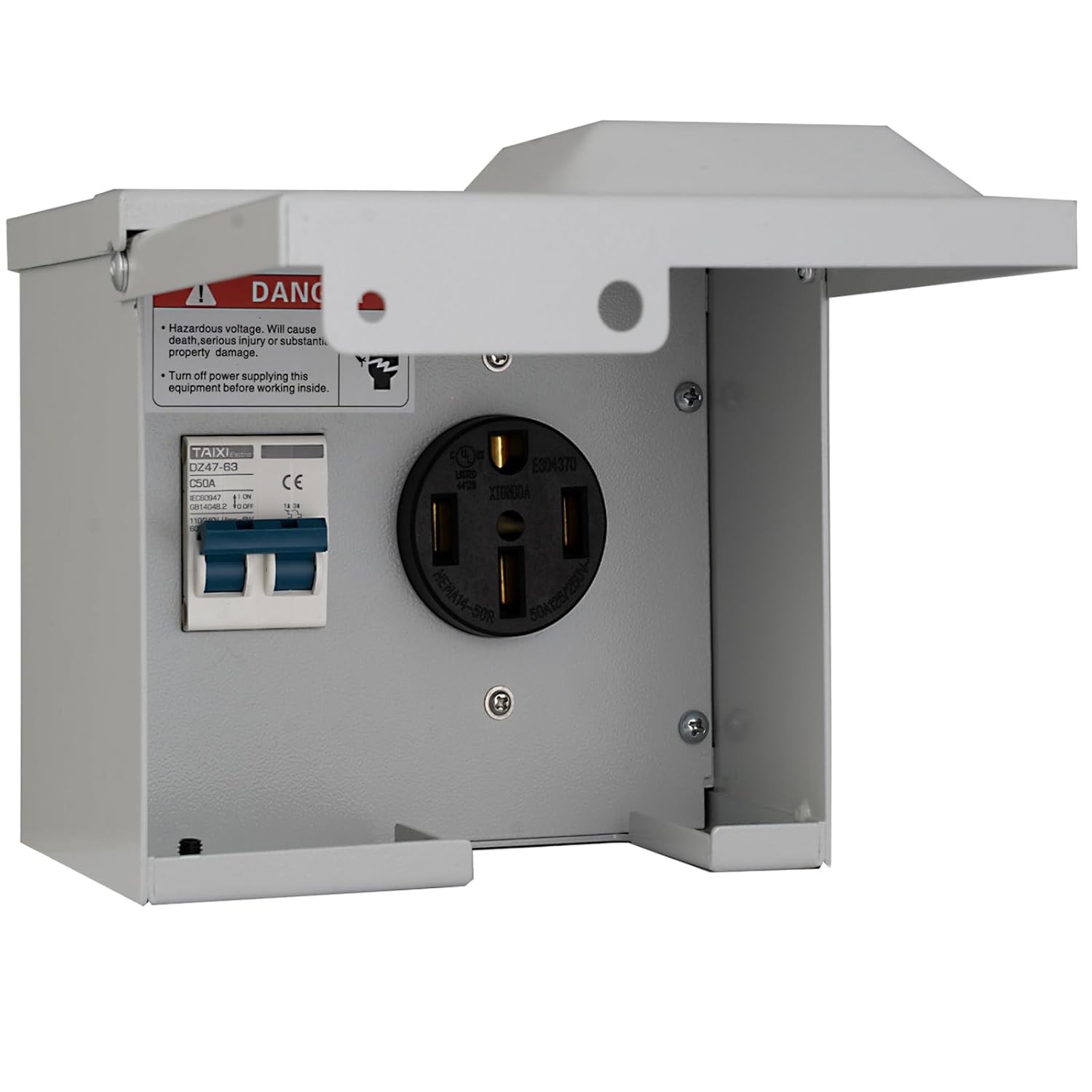 50 Amp Rv Outlet Box with Breaker,Rv Electrical Outlet,UL Listed NEMA