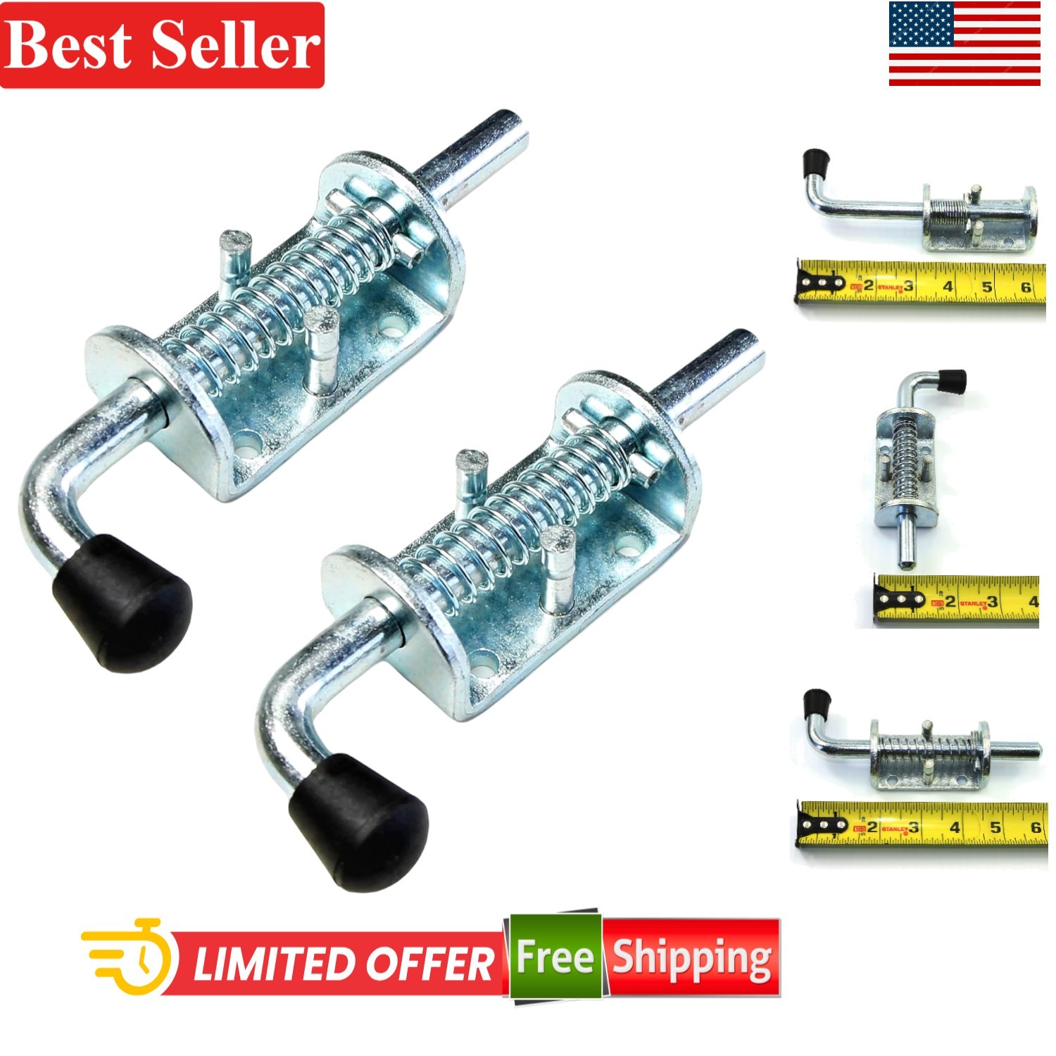 Trailer Gate Lock Pin 2 Pack Heavy Duty Steel Zinc Coated 1/2 in