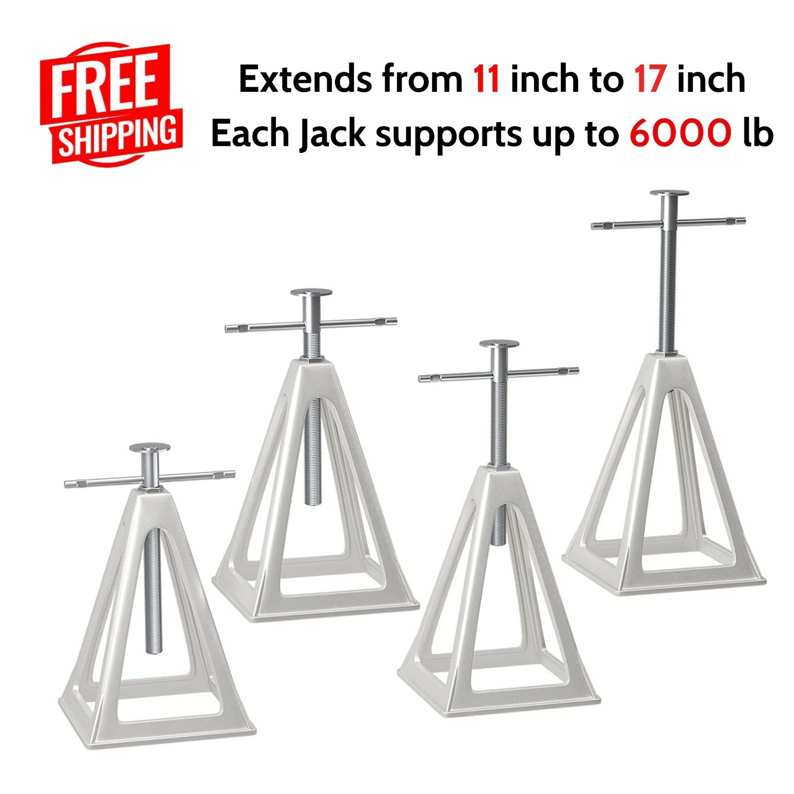 4pk Aluminum Stack Jack Stands for Stabilize Level RV Camper 5th Wheel Trailer
