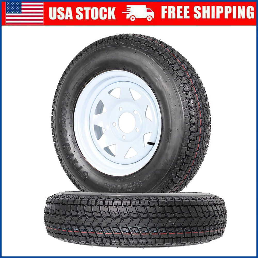 2 Pack ST175/80D13 Trailer Tires with Rims 175/80 D 13 LRC 5 Lug on 4.5″, 6PR