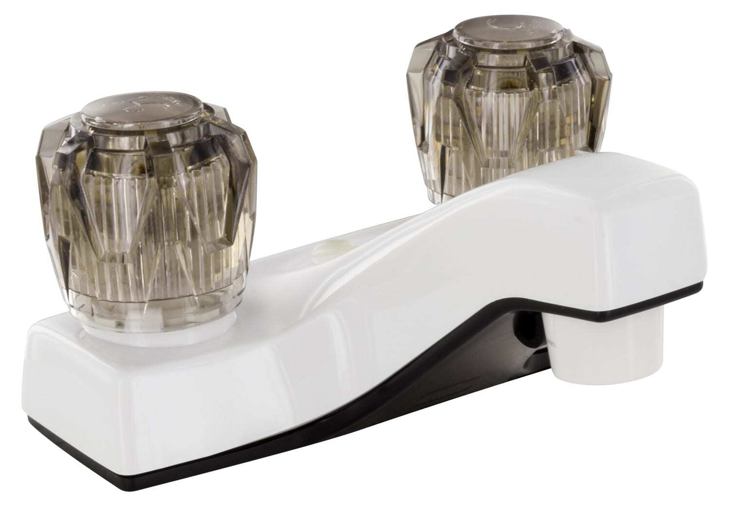 Valterra PF212203 Polar White Low-Arc Lavatory Faucet with Smoked Knobs Handles