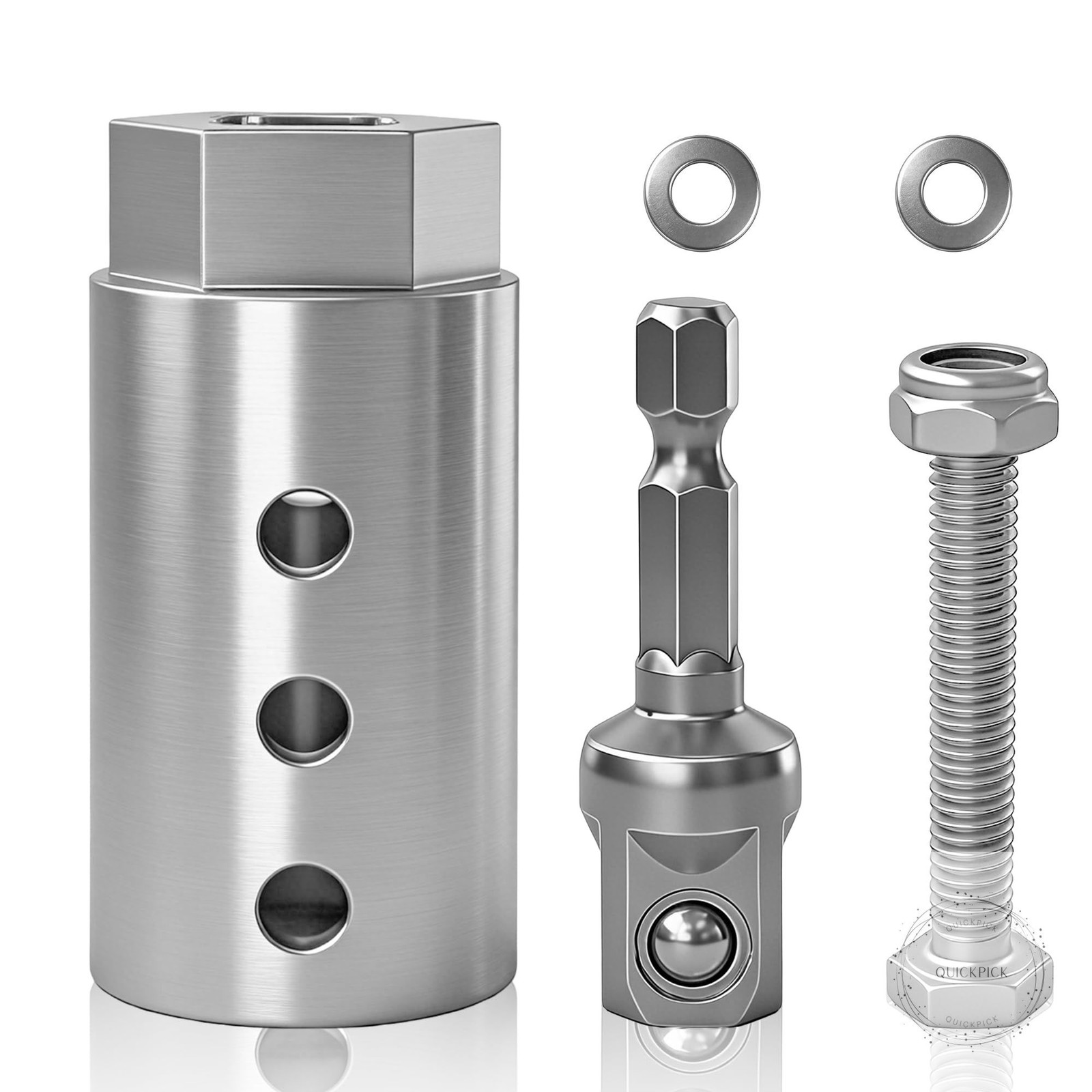 Trailer Jack Drill Adapter Kit, Fits 1-Inch Jack Drive Shafts, 2-in-1 Design for