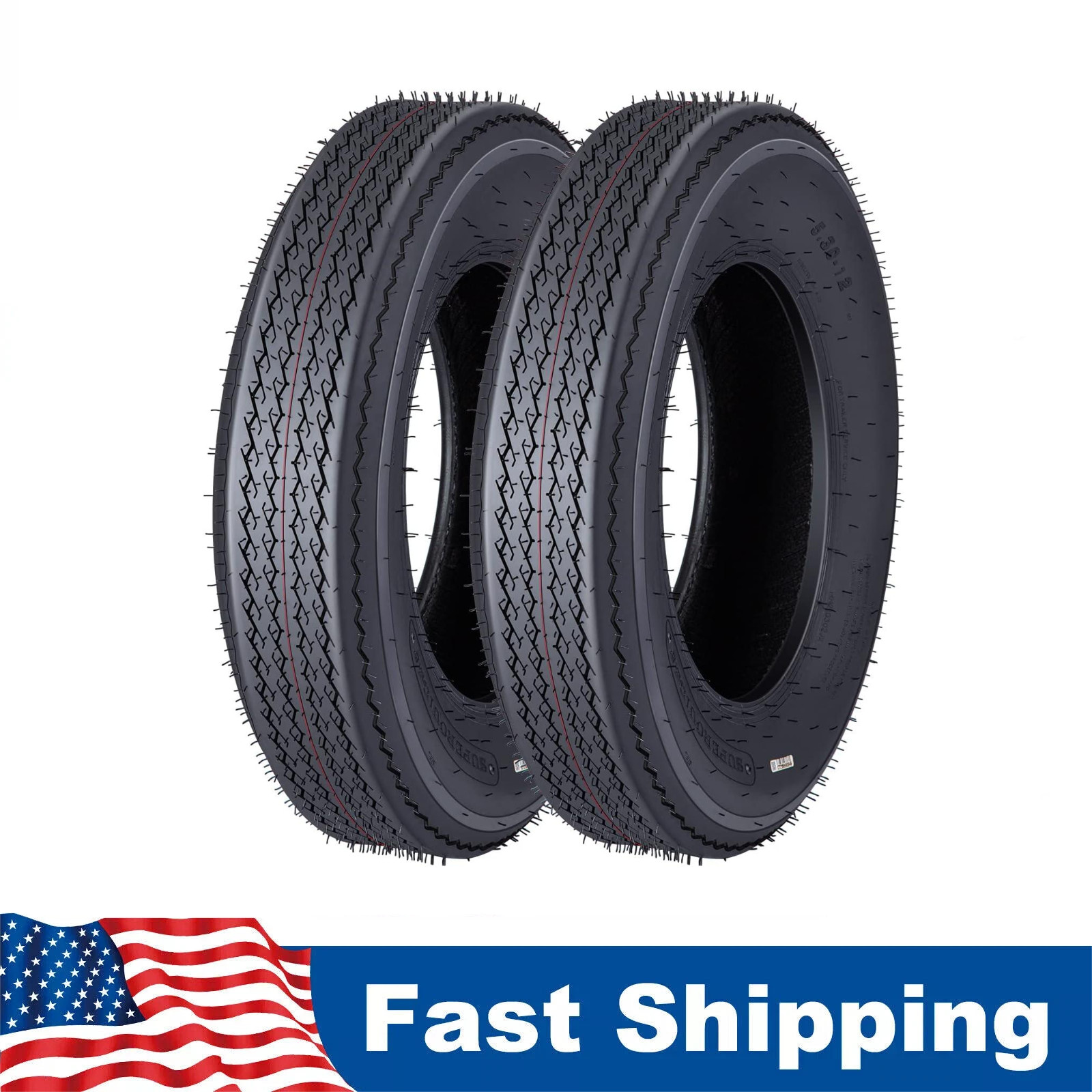 ?2 Pack 12″ Trailer Tires 5.30-12 5.30×12 530-12 530 12 Heavy Duty Tubeless 6pl