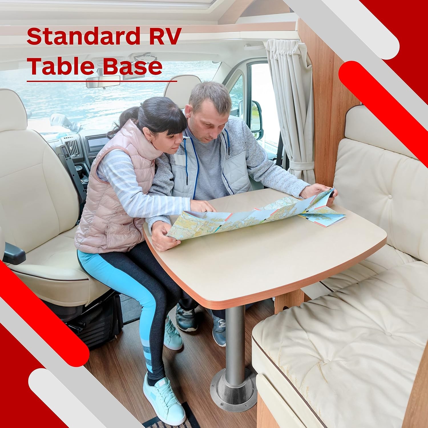 (2-Pack, Sliver) Aluminum RV Table and Floor Mounting Base (Standard Size)