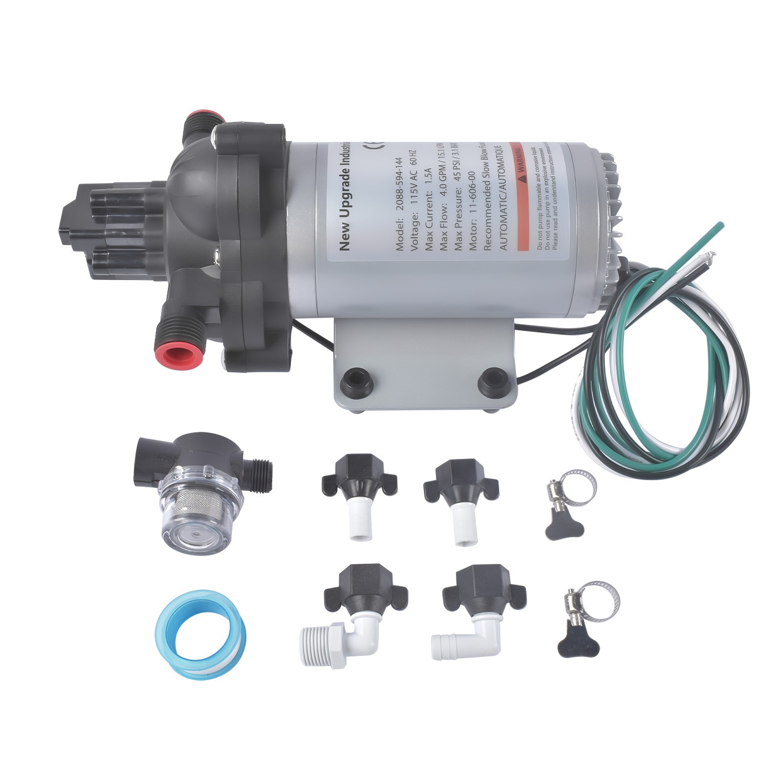 Self-Priming Water Pump 3.3GPM 115V Automatic Shut‑Off for RV Vending 2088594154