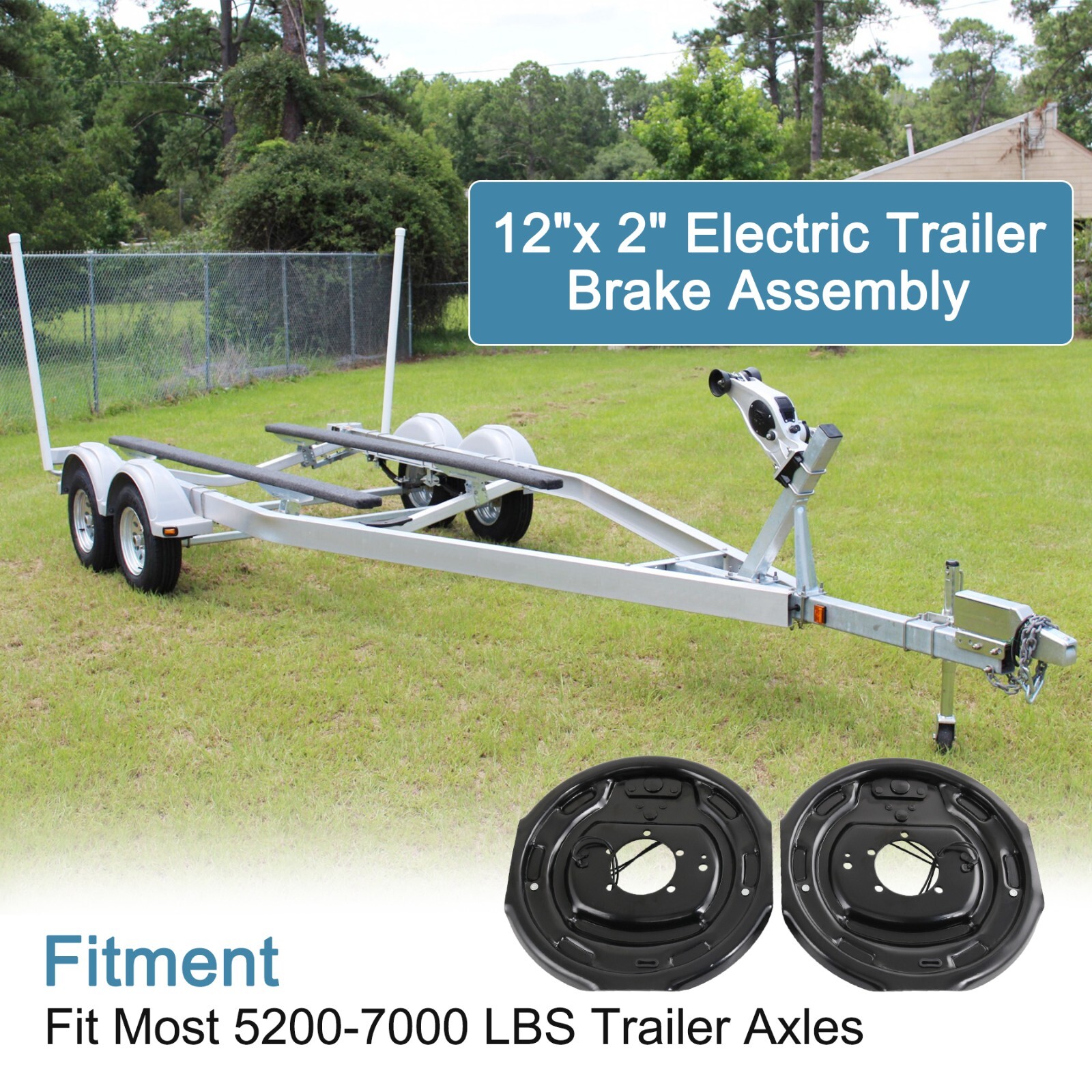 21005 Electric Trailer Brake 12″ x 2″ Assembly 7000 lbs Axle 2 Pair Set 12×2 NEW