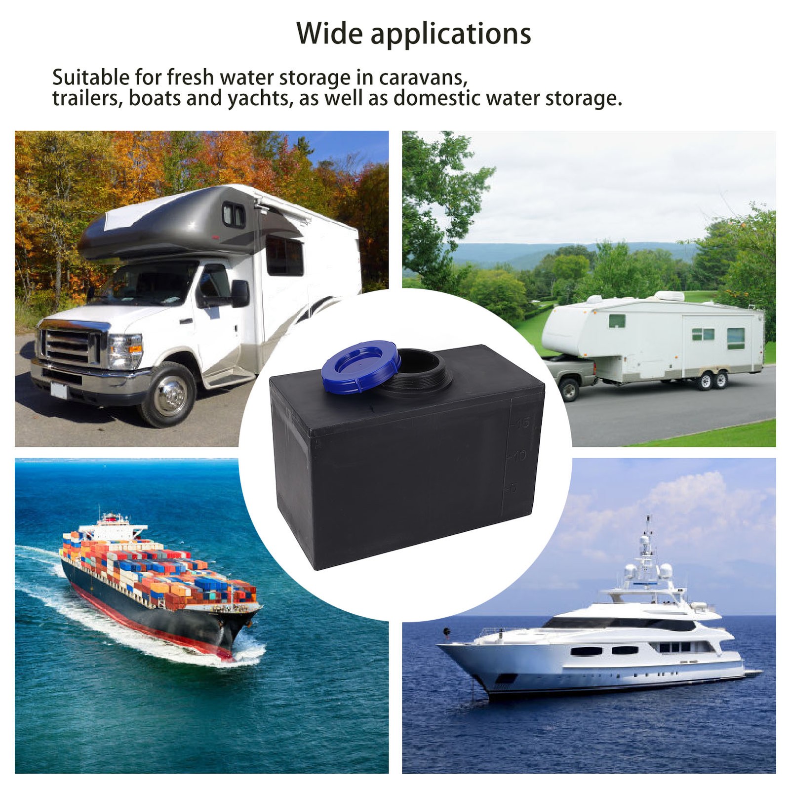 5 Gallon RV Water Tank 15.7 X 9.8 X 7.9in Heat And Cold Resistance Square W VTYS