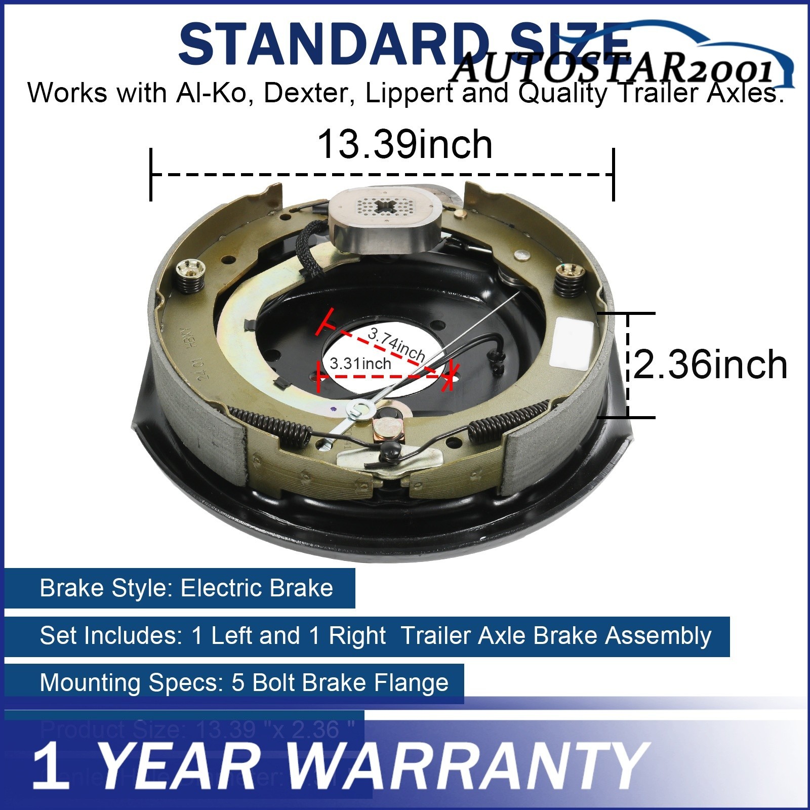 2 Set For Dexter Nev-R-Adjust 7000 Self 12″ Trailer Backing Plate Brake Electric